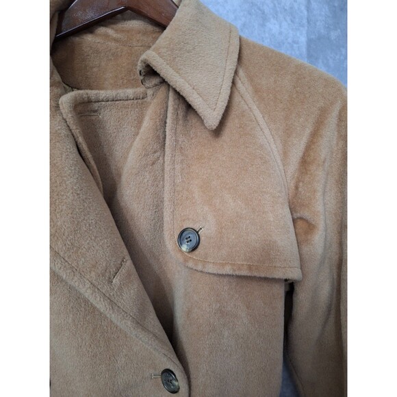 American Living Wool Angora Peacoat Womens Medium Tan Double Breasted Belted - Picture 9 of 16